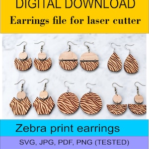 Wooden earrings, Earrings Bundle Laser Cut Digital File, Leopard Earrings SVG, Glowforge Earring, Digital Download Only, SVG earrings