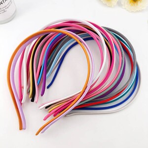 10x Headband Hairbands Girls Kids Women Men Wedding White Black Red Colorful 5 mm Hairband Satin Metal Sport DIY Blue Pink Velvet