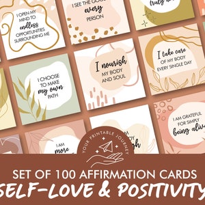 100 affirmation cards printable | Self-love | Body positivity | Boho pastel deck | Law of attraction cards | Daily affirmations
