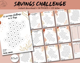 Savings challenge bundle | 8.5x11&quot; | Printable | Money savings tracker | Abundance | Finance planner | Money challenge | US Letter