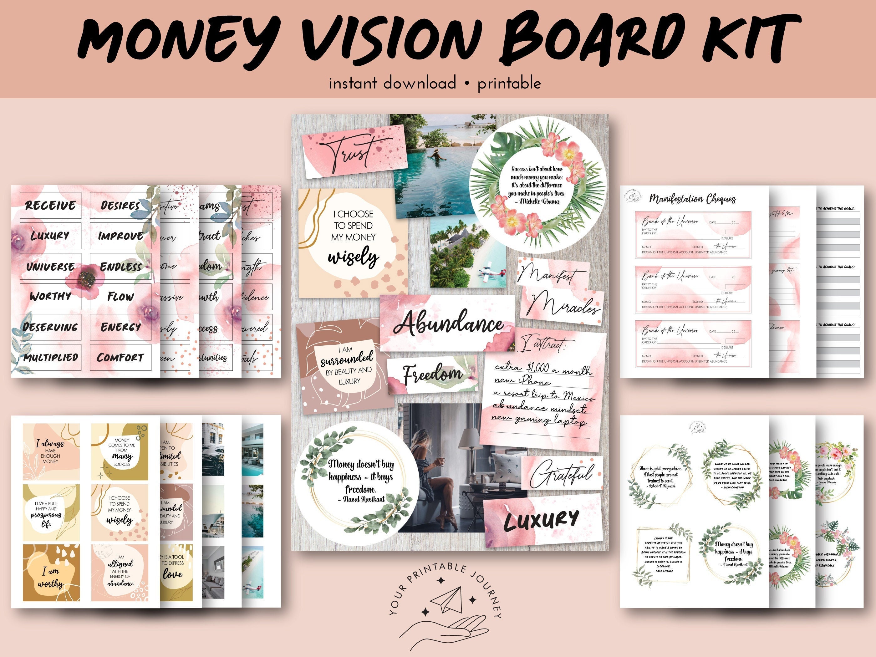 Money Vision Board Kit | Money manifestation | Dream Board | Money affirmations | Abundance | Wealth | Prosperity