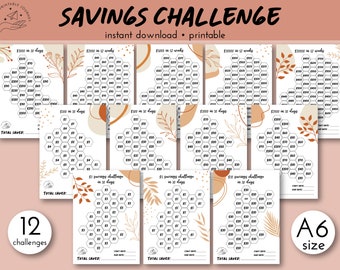 Savings challenge bundle | A6 size | Money challenge | Abundance | Prosperity | Finance planner | Money savings tracker