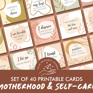 Set of 40 Motherhood affirmation printable cards | New Mom affirmations | Positive Mom quotes | Gift for mothers | Digital Download