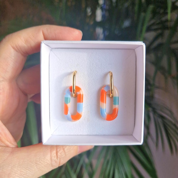 Interchangeable hoop earrings, oval hoop earrings, handmade earrings, Maïka model