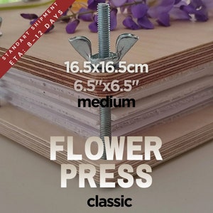 Flower Press / Medium Size 16.5x16.5 cm (6.5&quot;x6.5&quot;) /Classical Wooden Plant Press / Herbarium / Press Tool