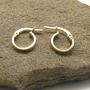 14K Yellow Gold Earrings - Polished Hoop Earrings - Gold Hoop Earrings - Gold Gift for Women - Handmade Earrings - Italian Gold Design