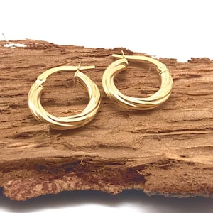 14K Yellow Gold Earrings - Twisted Hoop Earrings - Gold Hoop Earrings - Gold Gift for Women - Handmade Earrings - Italian Gold Design