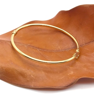 14K Yellow Gold Bangle  - Bangle Bracelet - Polished Gold Bangle - Italian Gold Bangle - Handmade Bangle - Italian Gold Design
