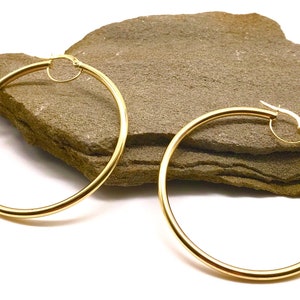 9K Yellow Gold Earrings - Polished Hoop Earrings - Big Hoop Earrings - Gold Gift for Women - Handmade Earrings - Italian Gold Design