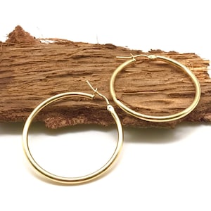 14K Yellow Gold Earrings - Polished Hoop Earrings - Gold Hoop Earrings - Gold Gift for Women - Handmade Earrings - Italian Gold Design