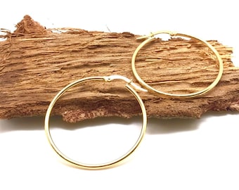 Pendientes de aro de oro amarillo de 14 quilates: Hechos a mano - Diseño italiano