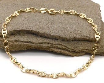18K Yellow Gold Bracelet - Anchor Link Bracelet - Dainty Gold Bracelet - Italian Gold Bracelet - For Men and for Women - Italian Gold Design