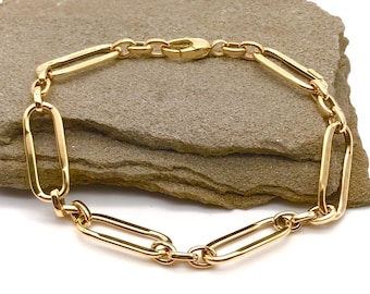 Pulsera de oro amarillo de 18 quilates - Oro auténtico - Diseño italiano - 20 cm de largo