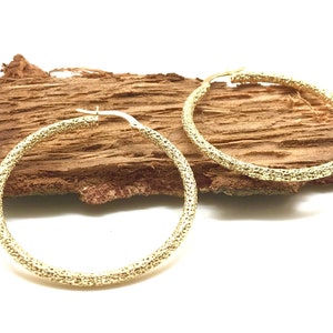 14K Yellow Gold Earrings - Hoop Earrings - Sparkling Gold Earrings - Gold Gift for Women - Handmade Earrings - Italian Gold Design