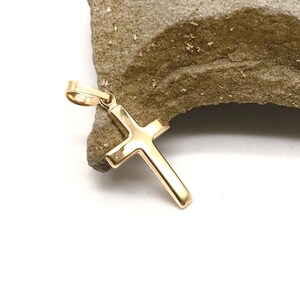 9K Yellow Gold Religious Cross Charm Pendant -  Italian Cross Pendant - Handmade Polished Gold Cross -Italian Gold Design