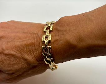 Bracciale a maglie con pantera in oro giallo 14 carati - Design italiano