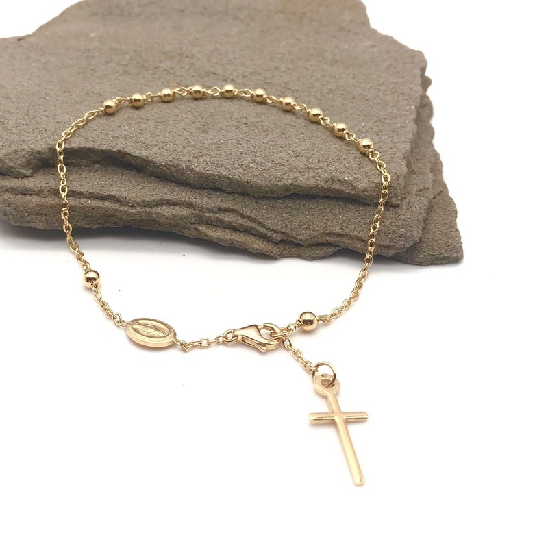 Thin Rosary Bracelet - Gold main image 1