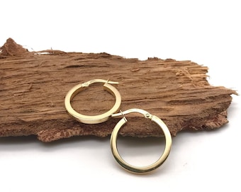Pendientes de oro amarillo de 18 quilates - Aros minimalistas - Hechos a mano - Diseño italiano - Oro auténtico