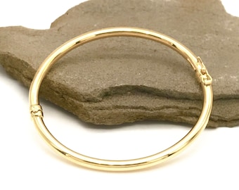 18K Yellow Gold Bangle – Polished Bracelet - Made in Italy