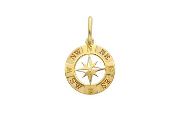 Ciondolo Rosa dei Venti in oro giallo 18 carati - Charm italiano - Oro vero