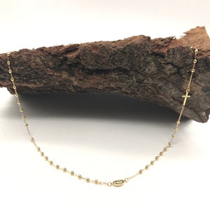 14K Yellow Gold Rosary Chain Necklace - Virgin Mary and Cross Necklace - Italian Jewelry - Gift For Her -Italian Gold Design