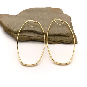 18K Yellow Gold Earrings - Polished Hoop Earrings - Gold Hoop Earrings - Gold Gift for Women - Handmade Earrings - Italian Gold Design