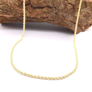 9K Gelbgold Kettenhalskette - Seil Gliederkette - 2 MM Seil Gliederkette - Damen und Herren Goldkette - Handgemachte Kette - Italienisches Gold Design