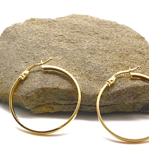 14K Yellow Gold Earrings - Polished Hoop Earrings - Gold Hoop Earrings - Gold Gift for Women - Handmade Earrings - Italian Gold Design