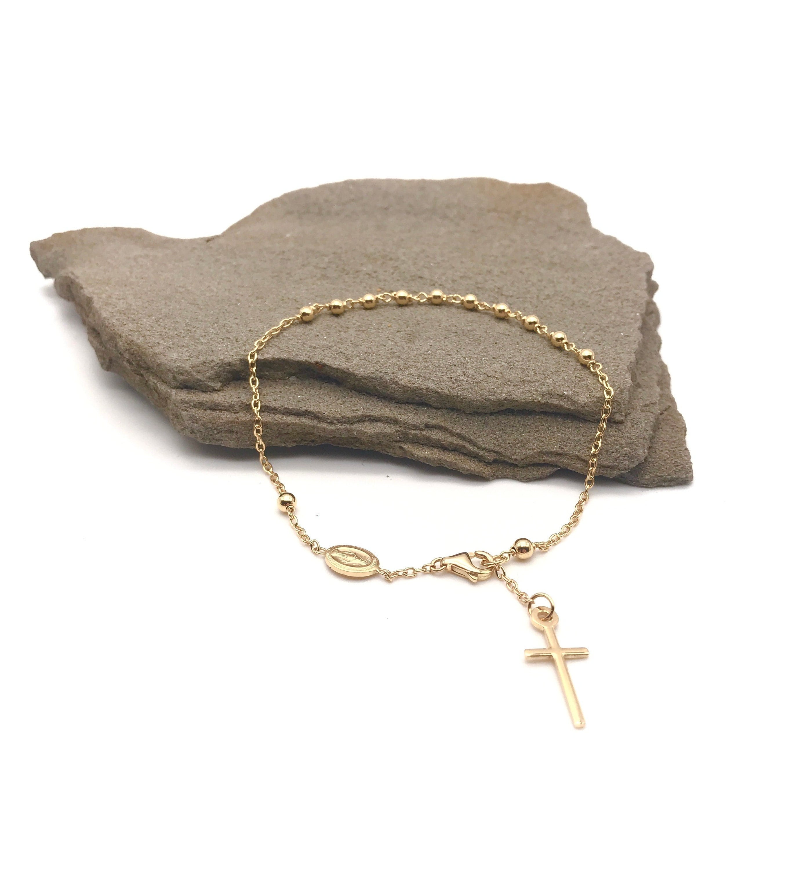 Gold Saint Benedict Rosary Bracelet|Pulsera Misterio San Benito Oro  Laminado 18K | eBay