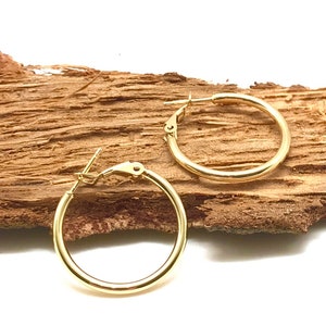 14K Yellow Gold Earrings - Polished Hoop Earrings - Gold Hoop Earrings - Gold Gift for Women - Handmade Earrings - Italian Gold Design