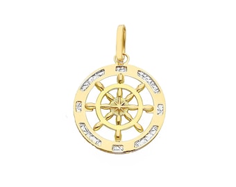 Ciondolo Rosa dei Venti in oro bicolore 18 carati - Charm italiano - Oro vero