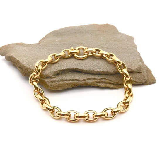 14k Solid Gold Hand Made Unique Italian Link Design Men's Bracelet 11.1  Grams | eBay