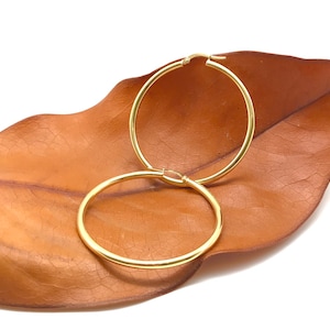 14K Yellow Gold Earrings - Polished Hoop Earrings - Gold Hoop Earrings - Gold Gift for Women - Handmade Earrings - Italian Gold Design