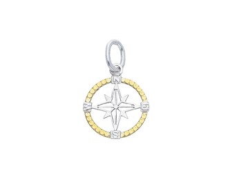 Ciondolo Rosa dei Venti in oro bicolore 18 carati - Charm italiano - Oro vero