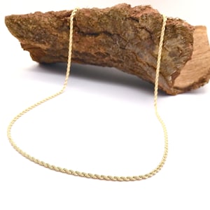 14K Yellow Gold Chain Necklace - Rope Link Chain - 2MM Rope Link - Women&#39;s and Men’s Gold Necklace - Handmade Chain - Italian Gold Design