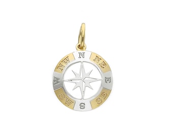 Ciondolo Rosa dei Venti in oro bicolore 18 carati - Charm italiano - Oro vero