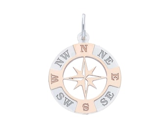 Ciondolo Rosa dei Venti in oro bicolore 18 carati - Charm italiano - Oro vero