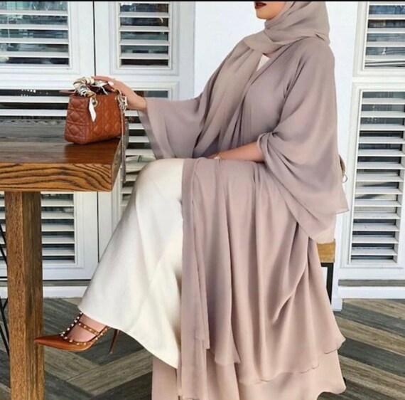 double layered chiffon abaya