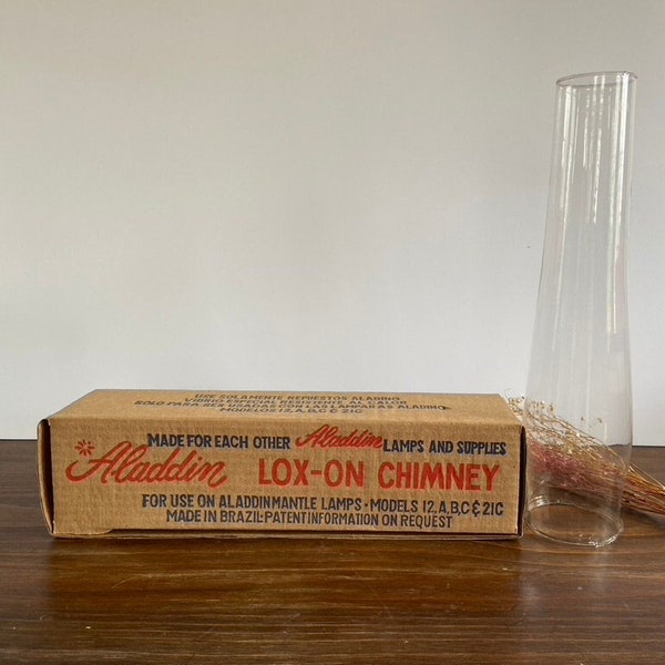 Aladdin Lox-On Chimney, Oil Lamp Replacement Parts, New In Box Chimney for Lamp Lighting, Mid Century Kerosene Lighting, Sold Individually