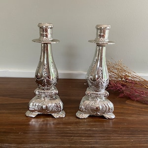Vintage Avon Silver Colored Functional Candlestick Cologne Bottle, Dresser Vanity Decor, Perfume Bottle, Maximalist Goth Halloween Decor