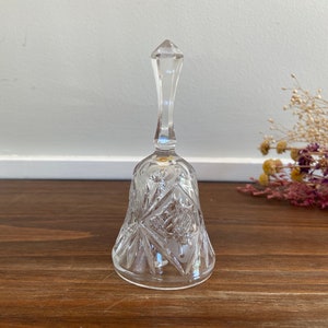 Vintage Crystal Lead Dinner Bell with Starburst and Horses, Christmas Bell, Collecrible Bells, Dinner Meal Bell, Grandmillenial, Yugoslavian