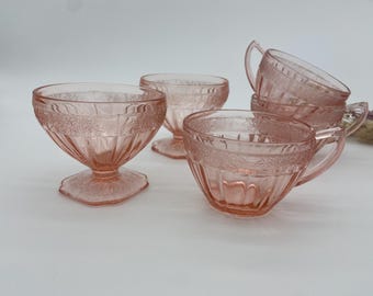 Vintage Pink "Adam" Jeanette Depression Glass Low Footed Sherbet or Tea Cup CHOICE