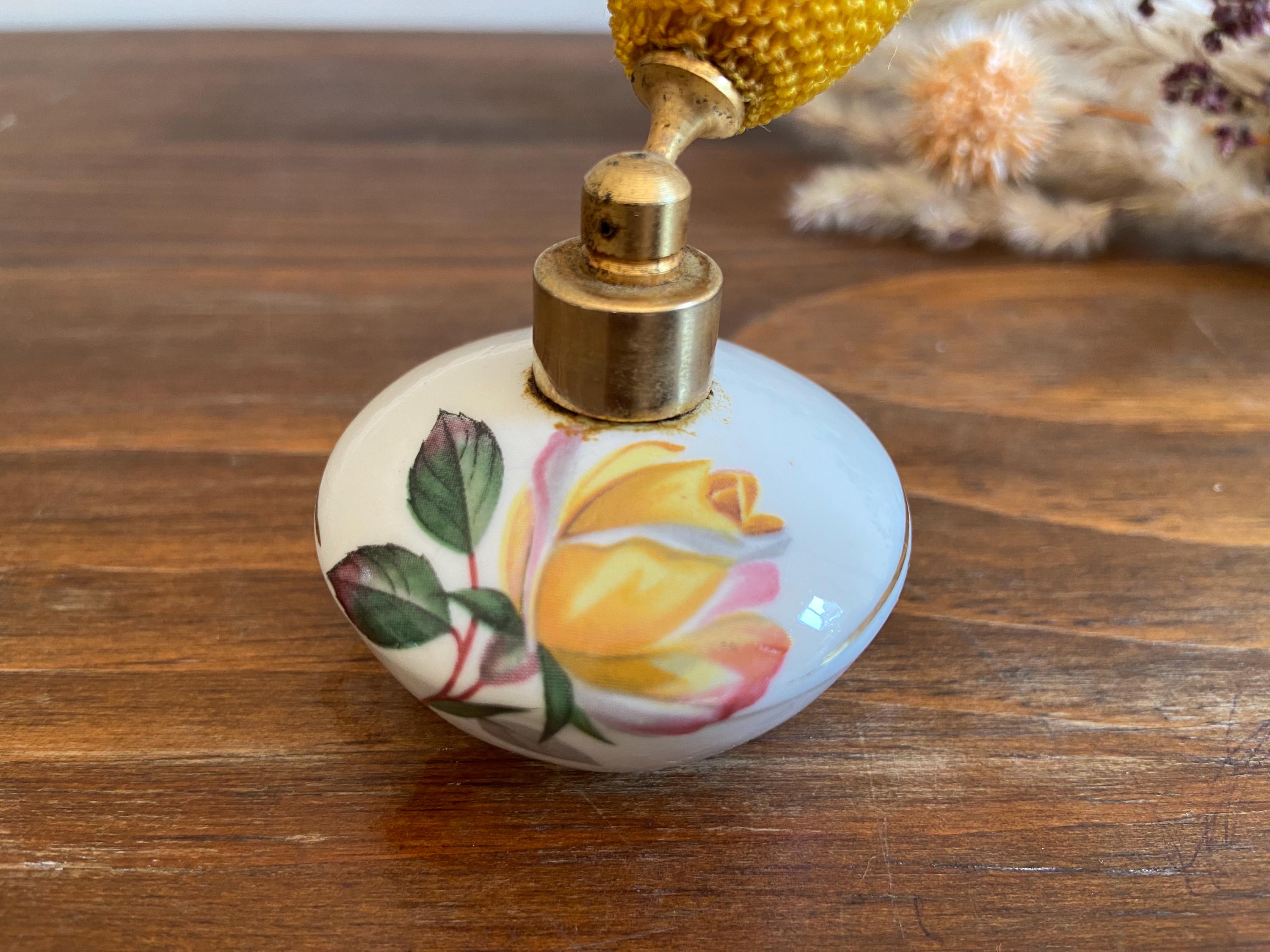 Vintage Royal Bavaria Germany Yellow Rose Perfume Atomizer