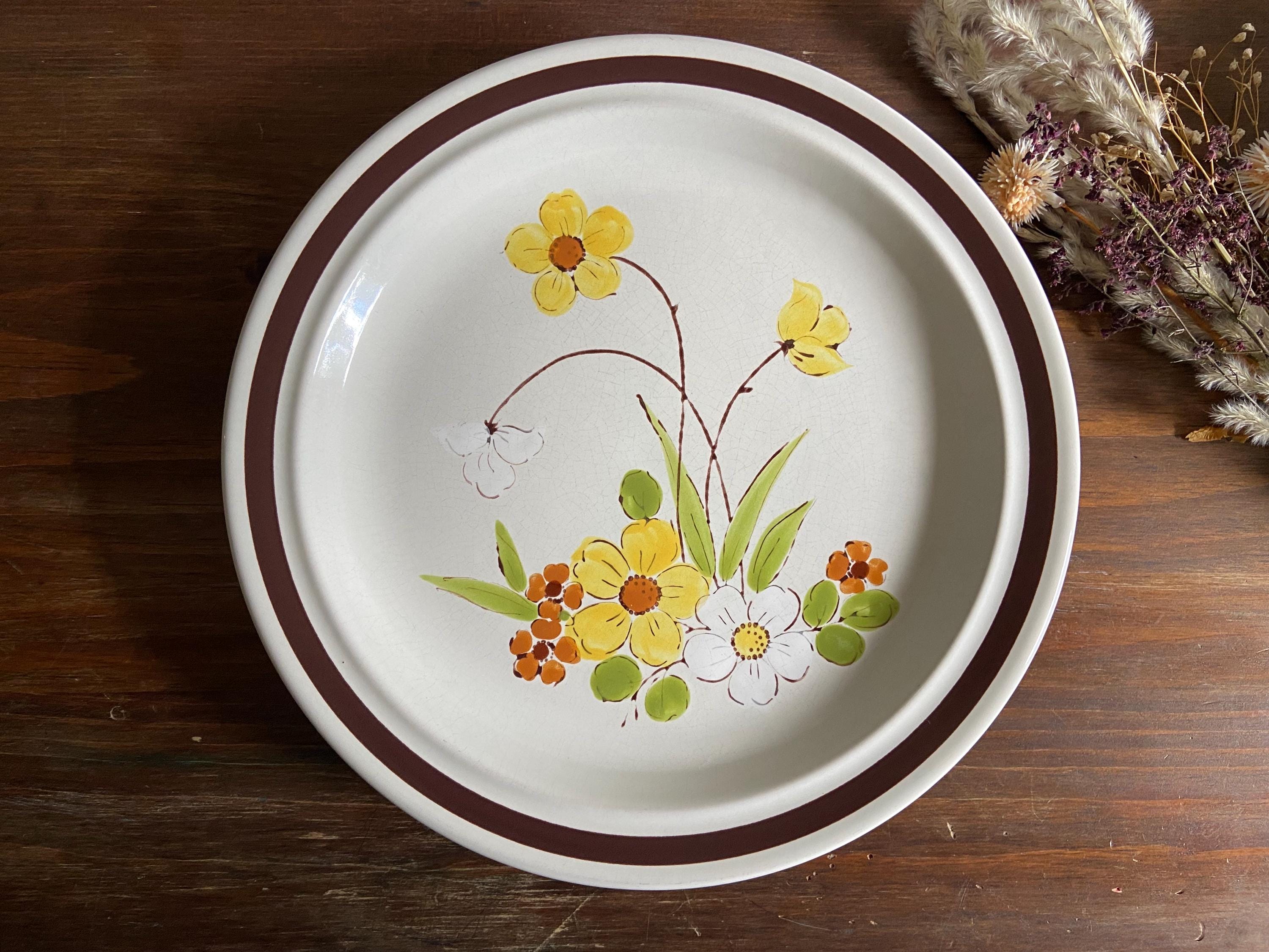 Orange flowers vintage dinner plates - Etsy 日本