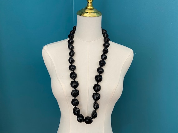 Black Beaded Ribbon-Tie Collar Necklace Amazon.com: Xerling Gothic Black Bow Tie Necklaces for Women  main image 2