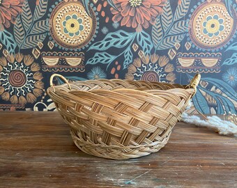 ヴィンテージラウンド編み籐バスケット装飾バスケット - Etsy 日本