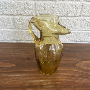 Vintage Honey Yellow Vimax Mid Century Modern Glass Pitcher, Retro Kitchen Decor, Rare Glass Pitcher