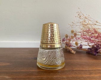 Vintage Avon Golden Thimble Cologne Bottle, Dresser Vanity Decor, Sewing Room Seamstress Decoration Gift, Unknown Scent, Tiny Decanter