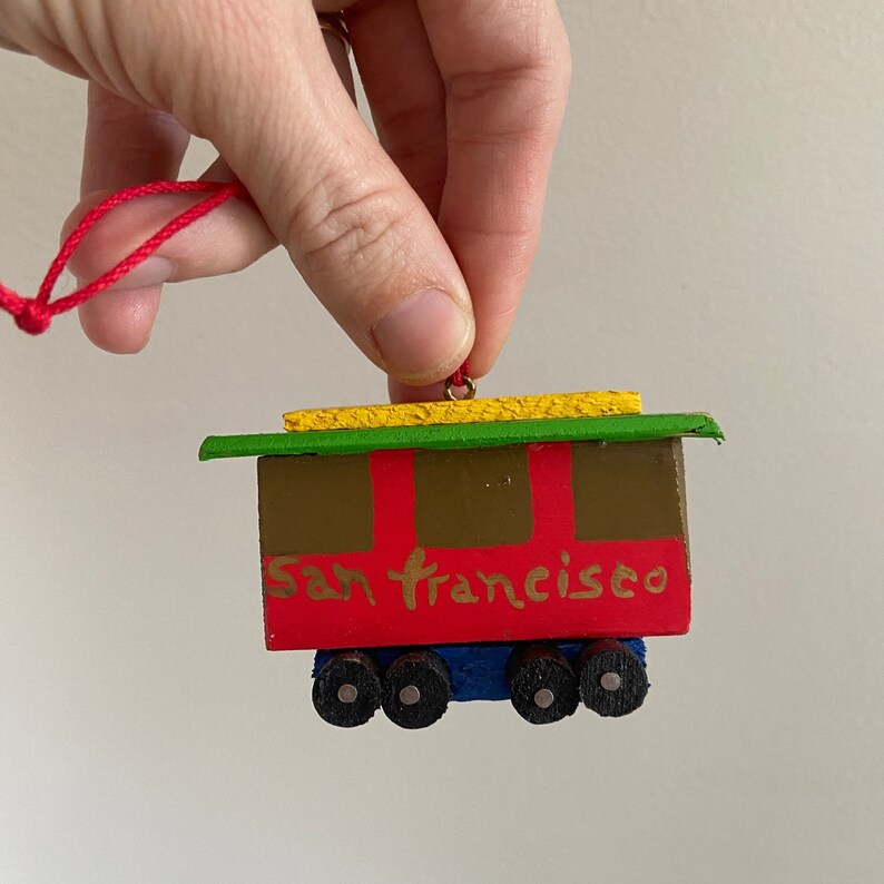 Cable car christmas ornament