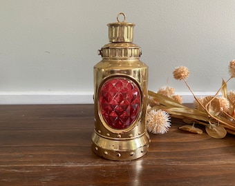 Vintage Red Whale Oil Lantern Aftershave Decanter Bottle, Dresser Vanity Decor, Vtg Collectors Bottle, Maximalist Lantern, &quot;Casey&#39;s Lantern&quot;